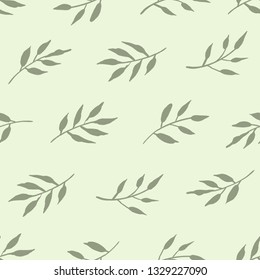 Seamless botanical vector pattern in soft green colors. Ideal for backgrounds or textiles. 