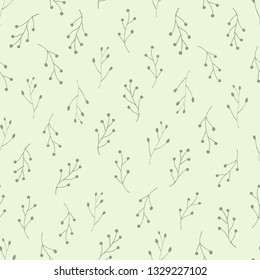 Seamless botanical vector pattern in soft green colors. Ideal for backgrounds or textiles. 