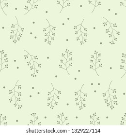Seamless botanical vector pattern in soft green colors. Ideal for backgrounds or textiles. 