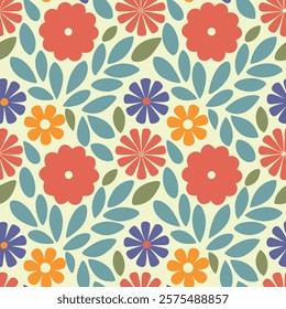 Seamless botanical wildflowers pattern. Abstract botany flowers background. style for fabric, banners, wallpaper