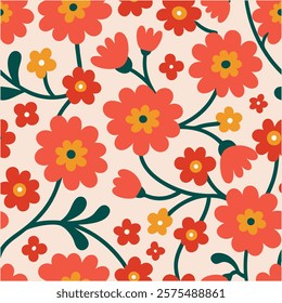 Seamless botanical wildflowers pattern. Abstract botany flowers background. style for fabric, banners, wallpaper