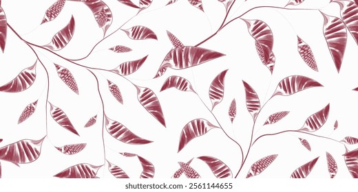 Seamless botany floral leaf pattern. Aloha beach fashion background. Vector illustration