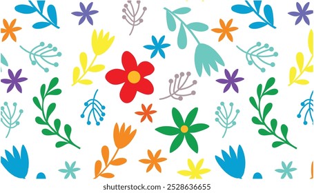 Padrão de flores de botânica sem costura, fundo de flores coloridas abstratas. estilo para tecido, banners, papel de parede, cartazes, sites, compras online.Vetor ilustração design e ideia criativa, eps 10.