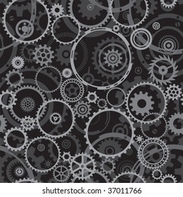 Seamless both side Cogwheels pattern, vector layered.