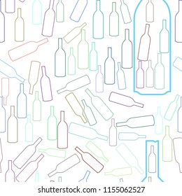 Seamless bottle background hand drawn, for graphic design. Vector artwork.