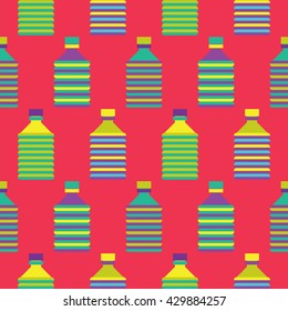 Seamless Bottle pattern colorful, Foot and Drink Vector