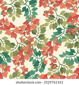 Seamless bougainvillea flower pattern, flower pattern, seamless flower pattern, paper flower pattern for background, wallpaper, wall decoration, wall art, wrapping paper, printing purposes
