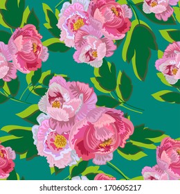 Seamless Bouquet Of Peonies