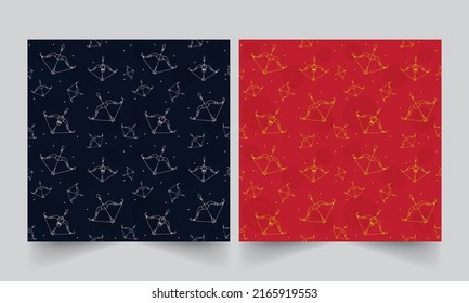 Seamless Bow And Arrow Pattern Background In Two Color Options.