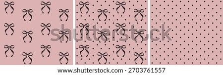 Seamless bow polka dot pink black pattern 3 in 1