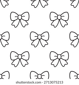 Padrões de arco e fita sem costura para decoração, coloração e desenho para crianças durante o Ano Novo, Natal e outros festivais.