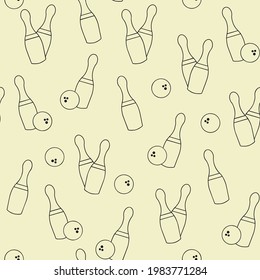 Seamless bowling vector pattern. Sport background.  Bowling ball icon. Bowling game.