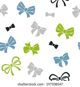 Seamless bows pattern - white background.