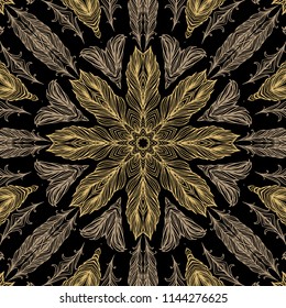 Seamless braided vector golden - black pattern
