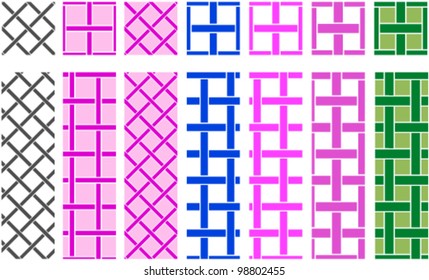 Seamless braided or wickers patterns with swatches