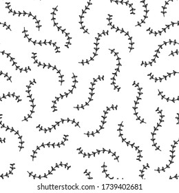 Patrón de ramas sin foco. Caóticas hojas fondo. Vector monocromo