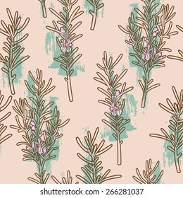 Seamless branches of rosemary background