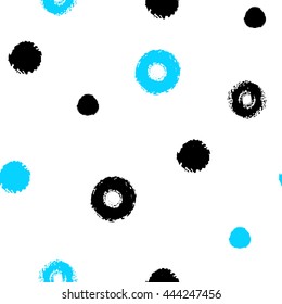 Seamless brash painted pattern. Texture polka dots background. 