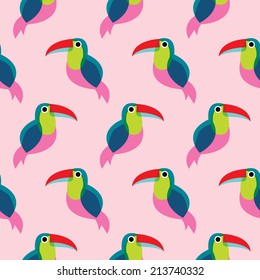 Seamless brazil tucan bird exotic illustration background pattern in vector