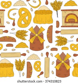 Seamless bread harvest background