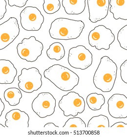 Seamless breakfast pattern with fried eggs. Vector background