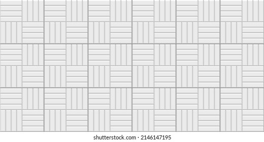 Seamless brick metro pattern. Tile subway wall. White ceramic background. Cement texture. Retro decorative brickwall. Old floor print. Vintage stone surface. Vector illustration