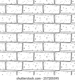 seamless brick pattern, hand drawn vector illustration