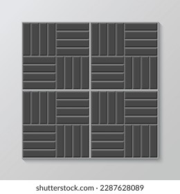 Textura de ladrillo sin costura. Baldosa de pavimento negro. Superficie del suelo pavimentado. Muro de ladrillo vintage rectangular. Patrón cerámico. Muro del metro en mosaico. Impresión de la fe de Apron. Escándalo en la cocina. Ilustración vectorial.
