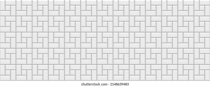Seamless brick texture. Tile subway wall. Apron faience print. Vintage rectangle brickwall. Metro background. Ceramic pattern. Old stone surface. Cement print. Kitchen backsplash. Vector illustration.