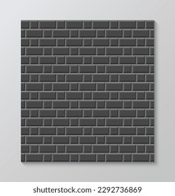 Seamless brick wall. Dark grey kitchen apron. Metro background. Ceramic print. Faience backsplash texture. Cement pattern. Tile subway. Vintage rectangle brickwall. Vector illustration.