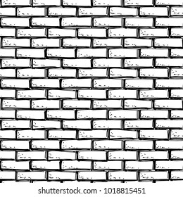 Seamless brick wall pattern/ Black and white hand drawn brick wall background