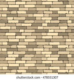 Seamless brick wall. Repeating brown texture. Vector illustration