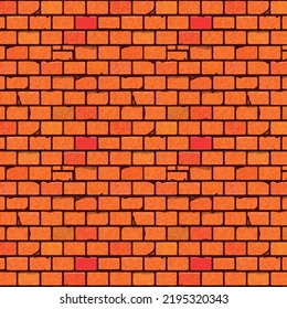 Seamless brick wall texture in red and orange tones