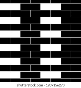 Seamless brickwall pattern. Bricks cladding wall. Walling wallpaper. Geometric ornament. Mosaic motif. Grid background. Geometrical backdrop. Digital paper, textile print, web design. Vector artwork