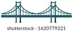 Seamless bridge vector illustration / blue