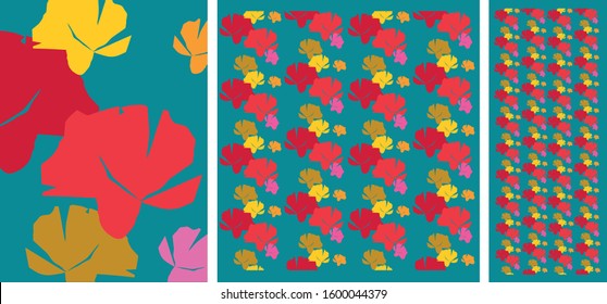 Seamless bright abstract floral pattern. Repeat elements 