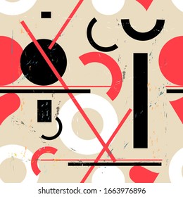 Seamless bright abstract pattern of geometric objects and elements. A template for the design of Wallpaper or fabric.