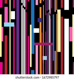 Seamless bright abstract pattern of geometric objects and elements. A template for the design of Wallpaper or fabric.