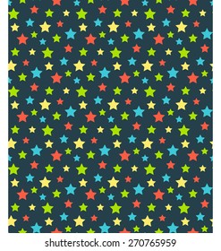 Seamless bright abstract pattern  with stars isolated on blue background
