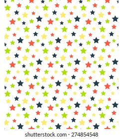 Seamless bright abstract pattern with stars isolated on white background