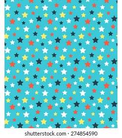 Seamless bright abstract pattern with stars isolated on blue background