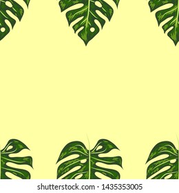 seamless bright artistic tropical pattern with monstera. modern colorful tropics background allover print