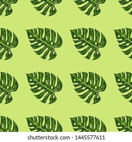 seamless bright artistic tropical pattern with monstera. modern colorful tropics background allover print