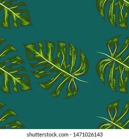 seamless bright artistic tropical pattern with monstera. modern colorful tropics background allover print