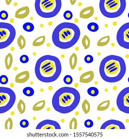 Seamless bright baby pattern. Russian folk motifs and ornaments.