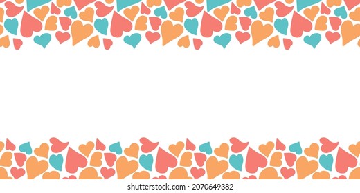 seamless bright banner with border of multicolor hearts