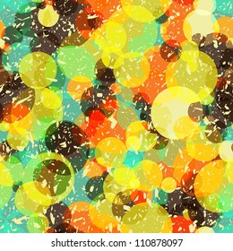 Seamless bright circles background with grungy noise, vector illustration