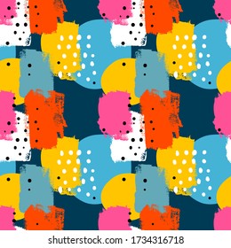 Patrón de color brillante sin brillo con trazos de pincel. Ilustración dibujada a mano