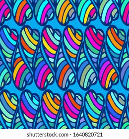 Seamless bright color pattern with hearts, vector illustration