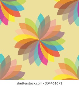 Seamless bright colorful abstract pattern with flower colors of the rainbow